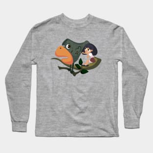 Girl and bird on a branch Long Sleeve T-Shirt